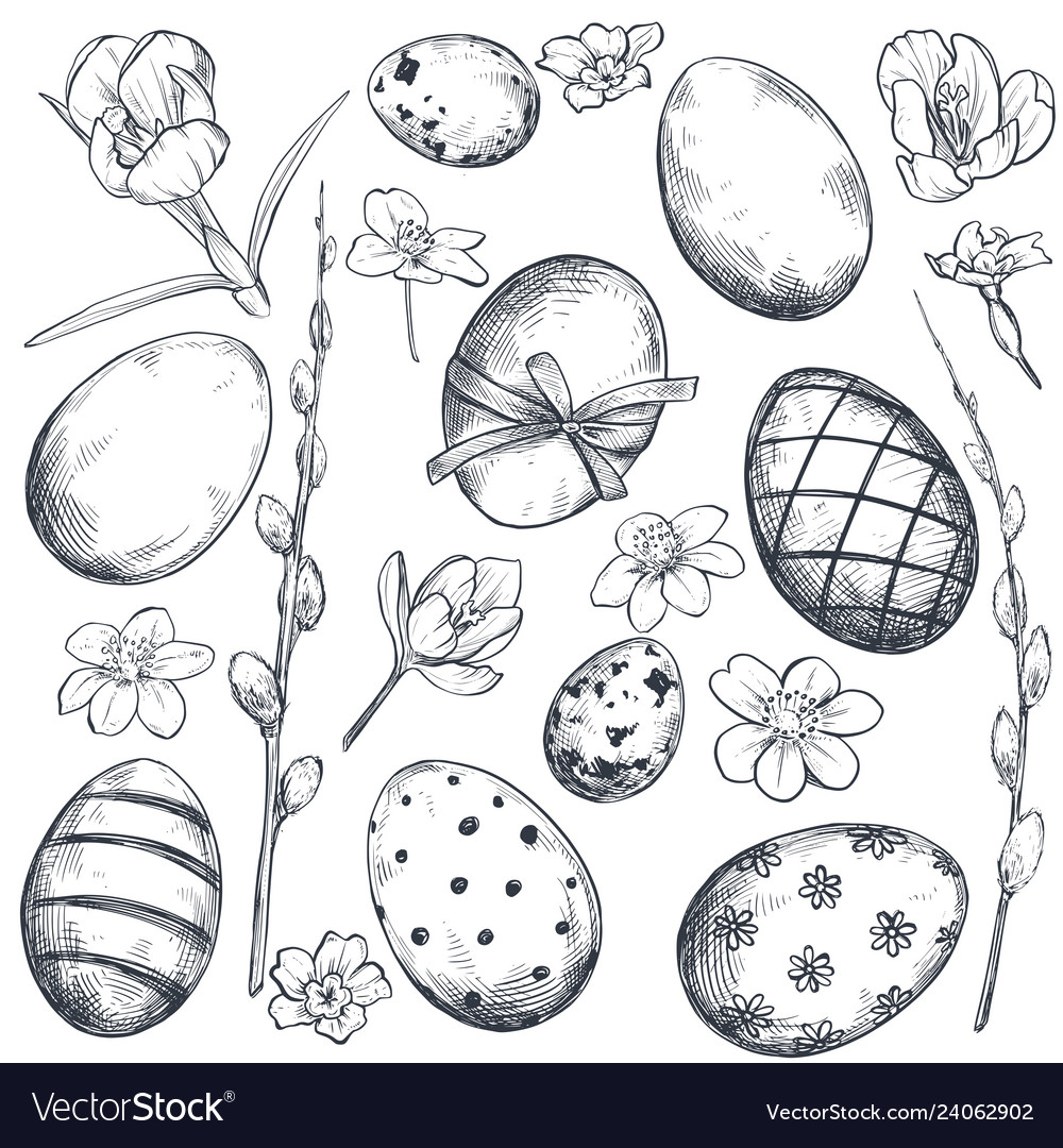 Collection of hand drawn ornate easter eggs Vector Image