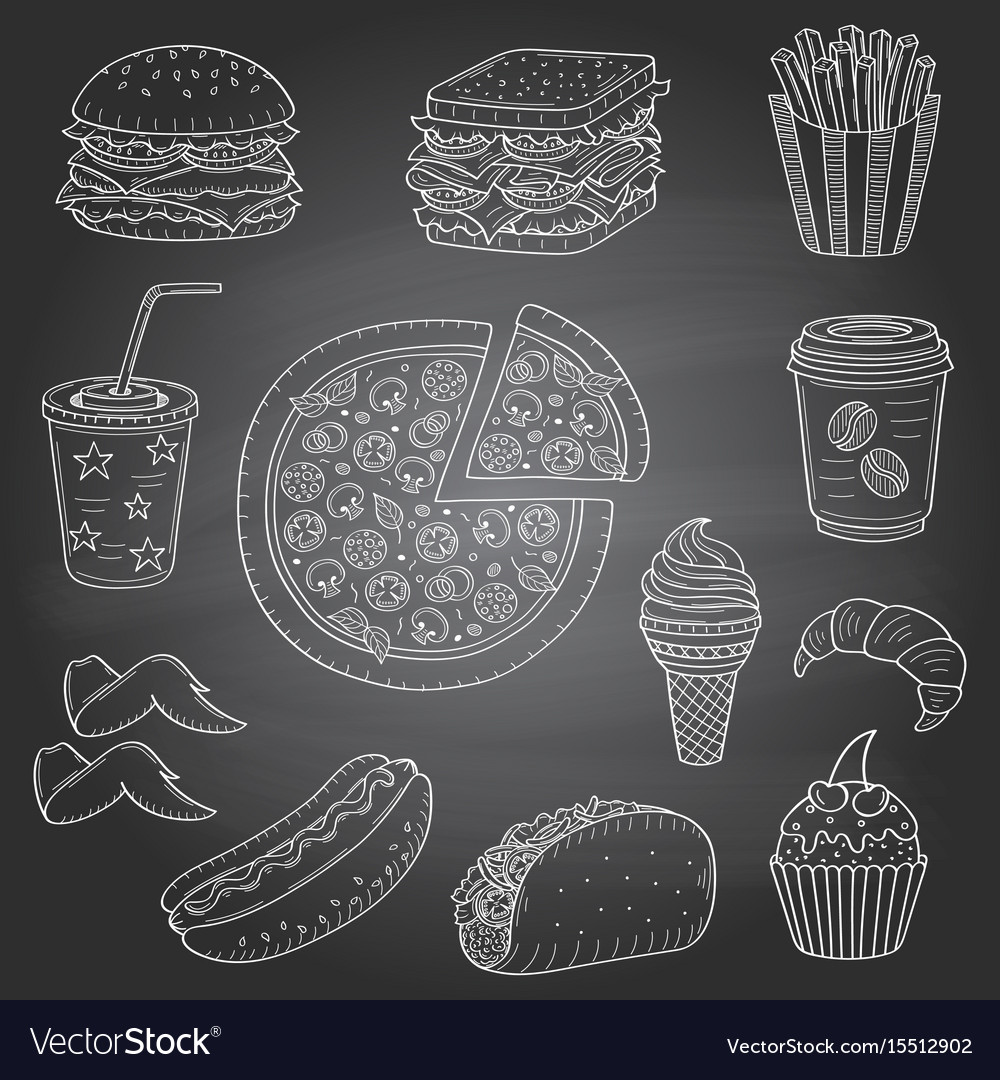 Hand drawn fast food Royalty Free Vector Image