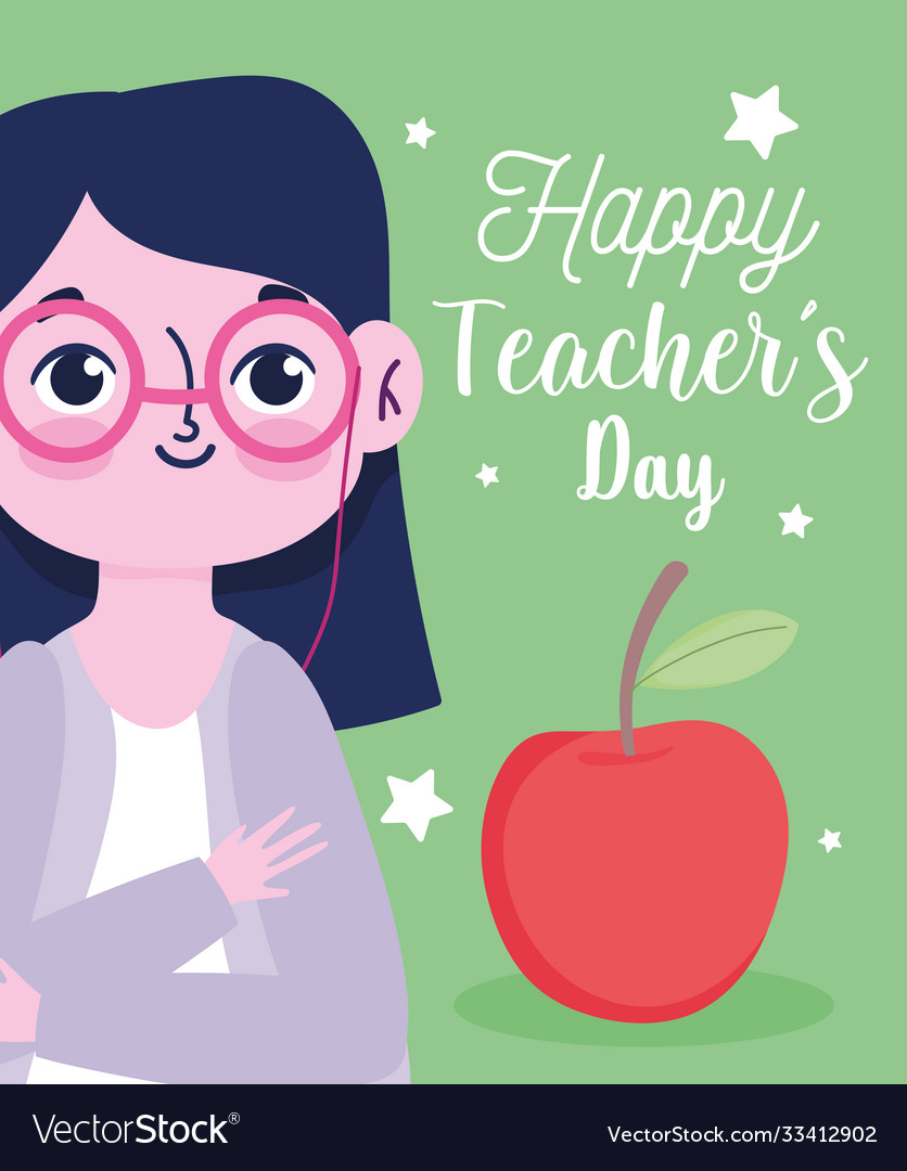 Happy teachers day female teacher cartoon Vector Image