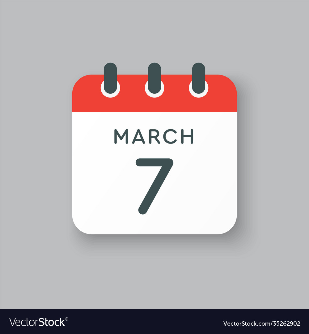 Icon day date 7 march template calendar page Vector Image