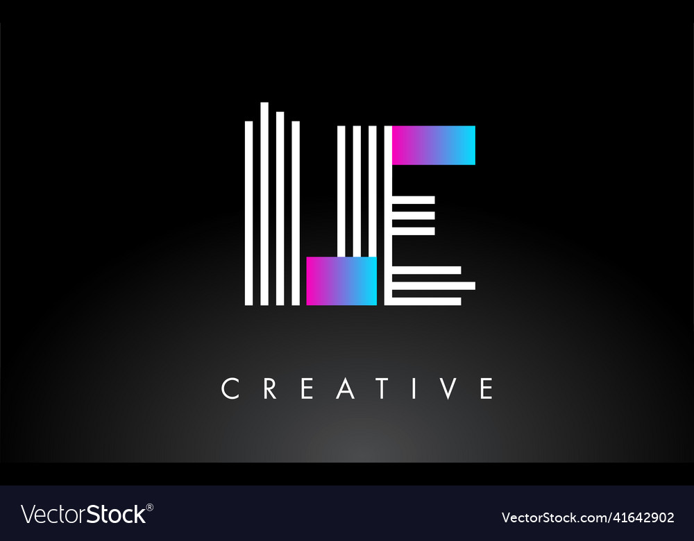 Le white purple lines letter logo creative line Vector Image