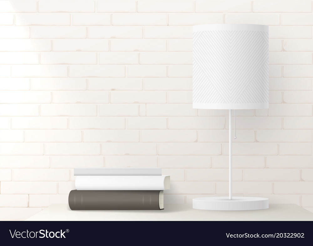 Mocap With Bright Floor Lamp On Brick Wall Vector Image Mocap With Bright Floor Lamp On Brick, Bright Floor Lamp