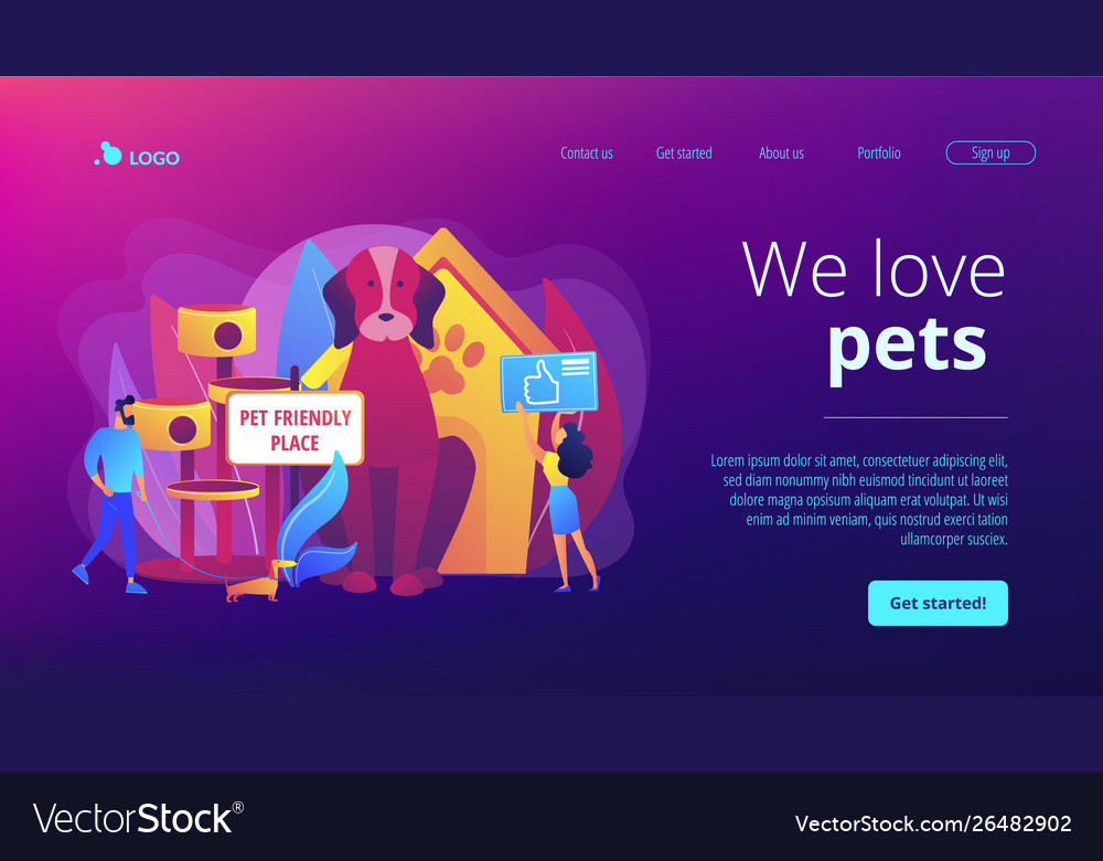 Pet friendly place concept landing page Royalty Free Vector