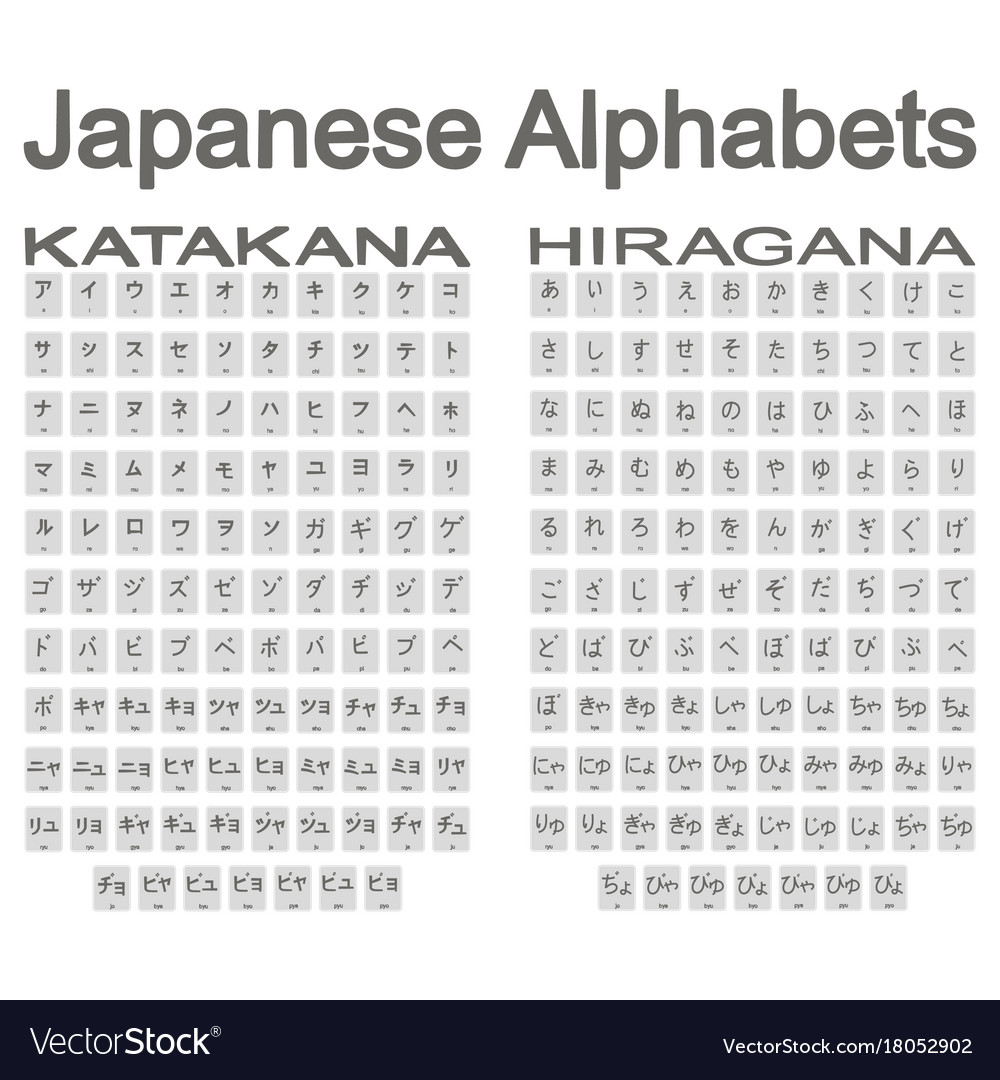 Set Monochrome Icons With Japanese Alphabets Vector Image