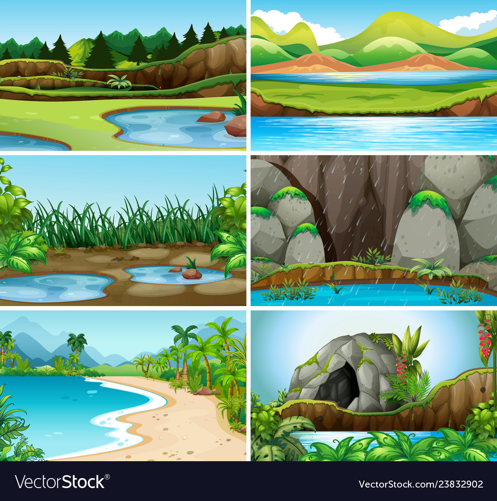 Set of nature landscape Royalty Free Vector Image