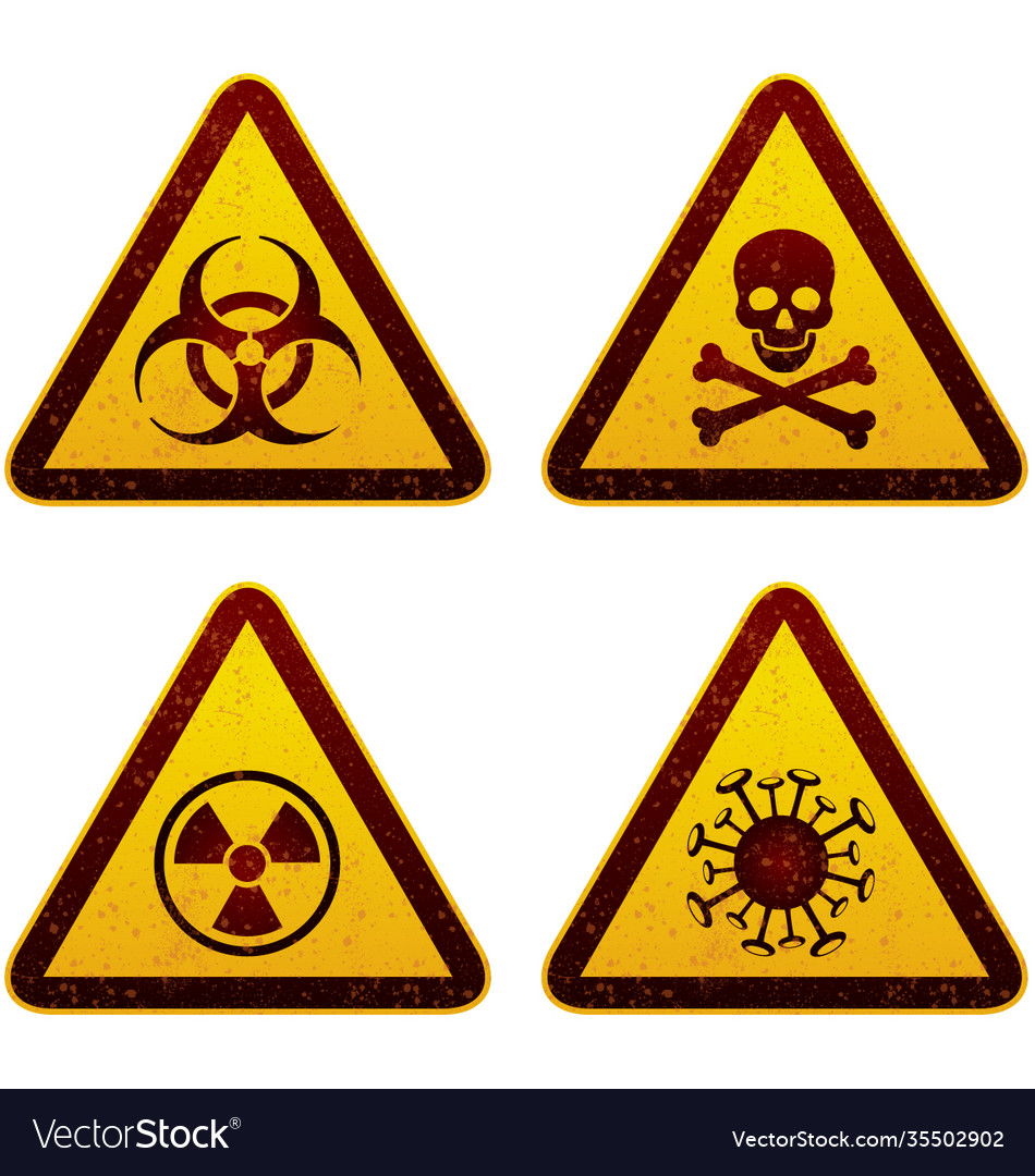 Set warning signage in triangular shape