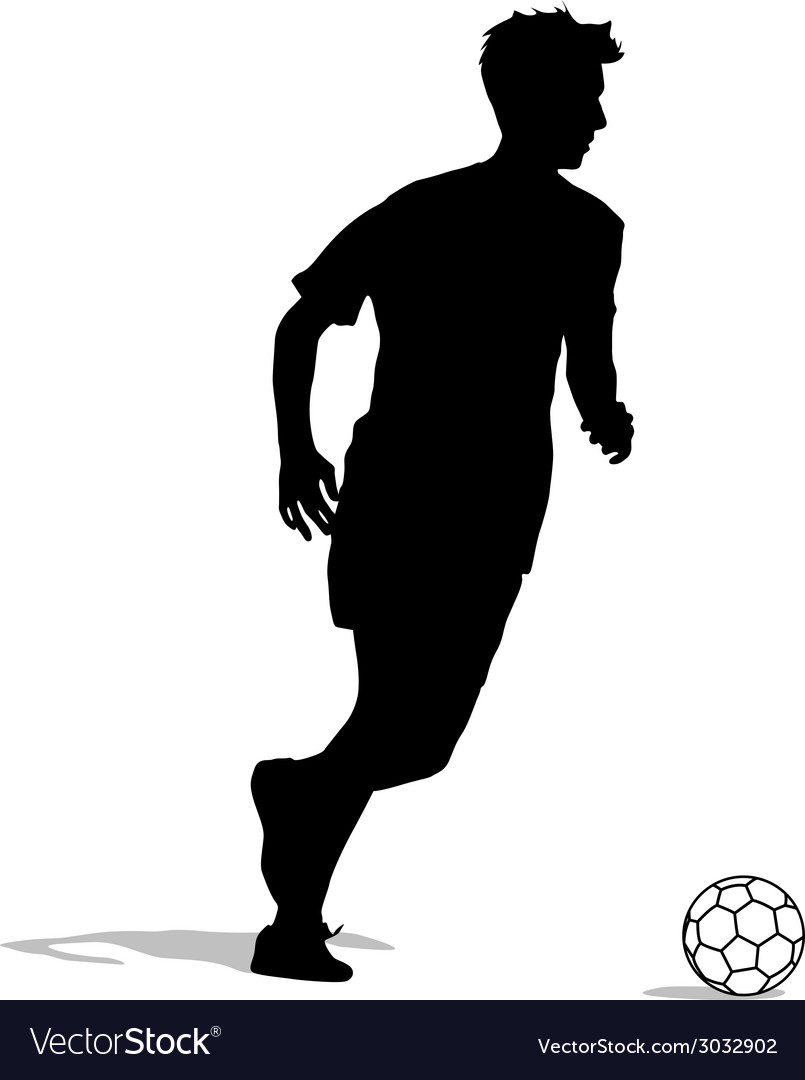 Silhouetten von Fußballspielern mit dem Ball