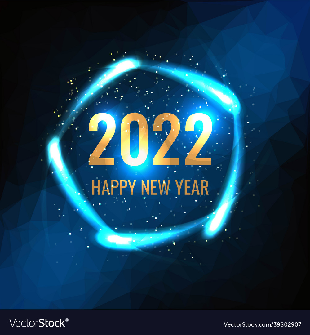 Blue poligonal poster new year with text Vector Image