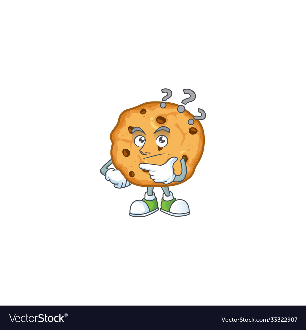 Chocolate chips cookies cartoon in confuse gesture