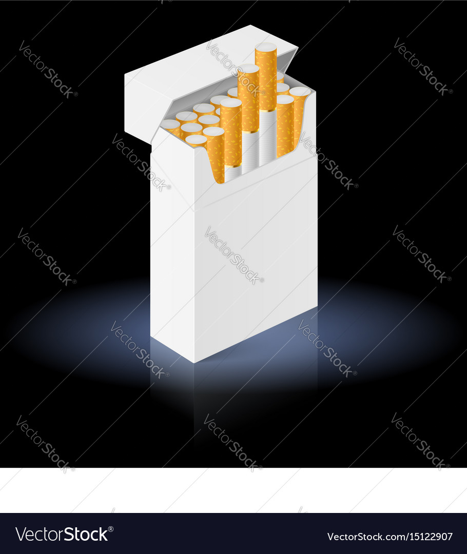 White pack of cigarettes isolated on black Vector Image