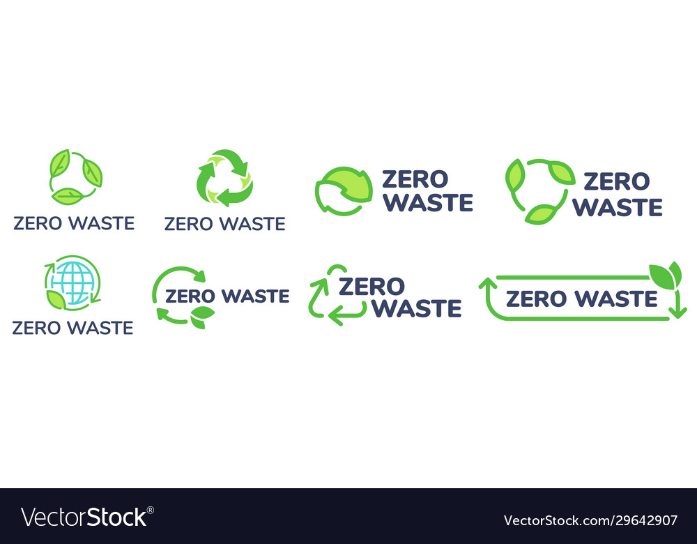 Zero waste labels green eco friendly label vector image Zero waste labels green eco friendly label