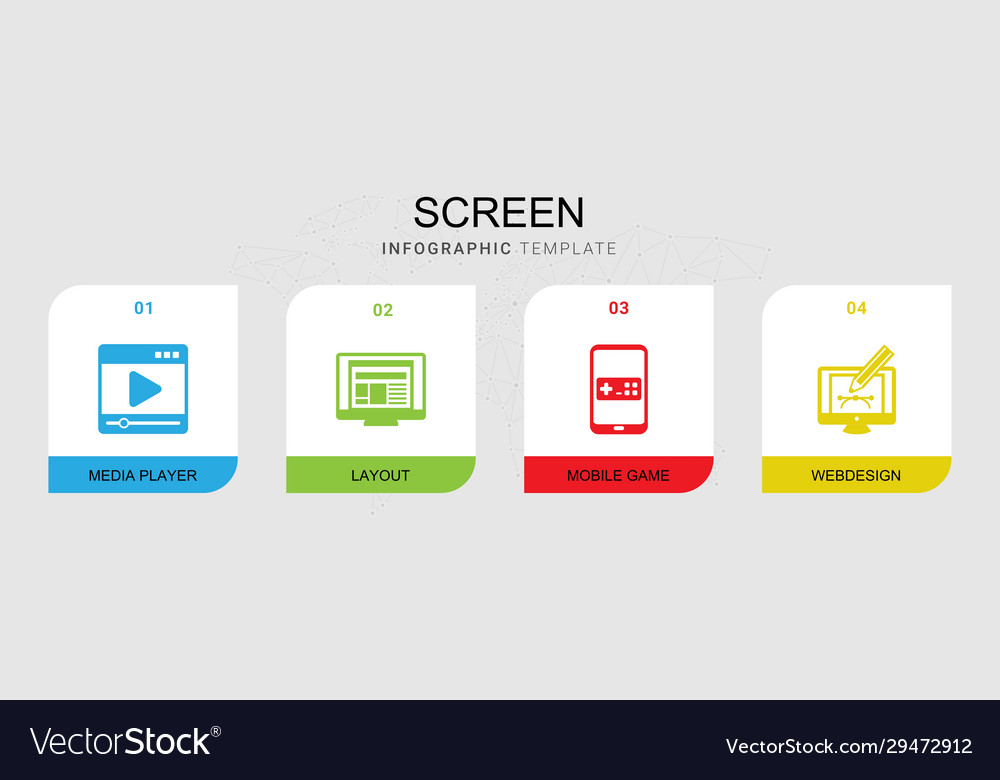 4 screen filled icons set isolated on infographic