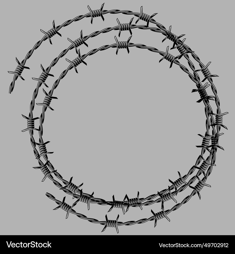 Barbed wire frame sharp barbwire border chain Vector Image