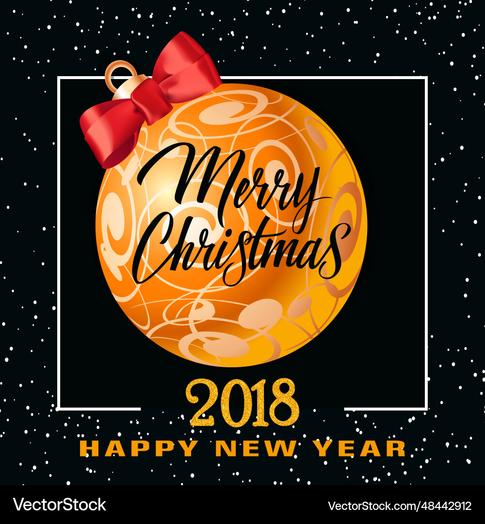 Christmas festive lettering with bauble Royalty Free Vector
