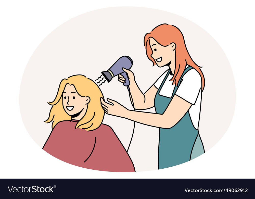  Female client get hairstyle in salon Royalty Free Vector
