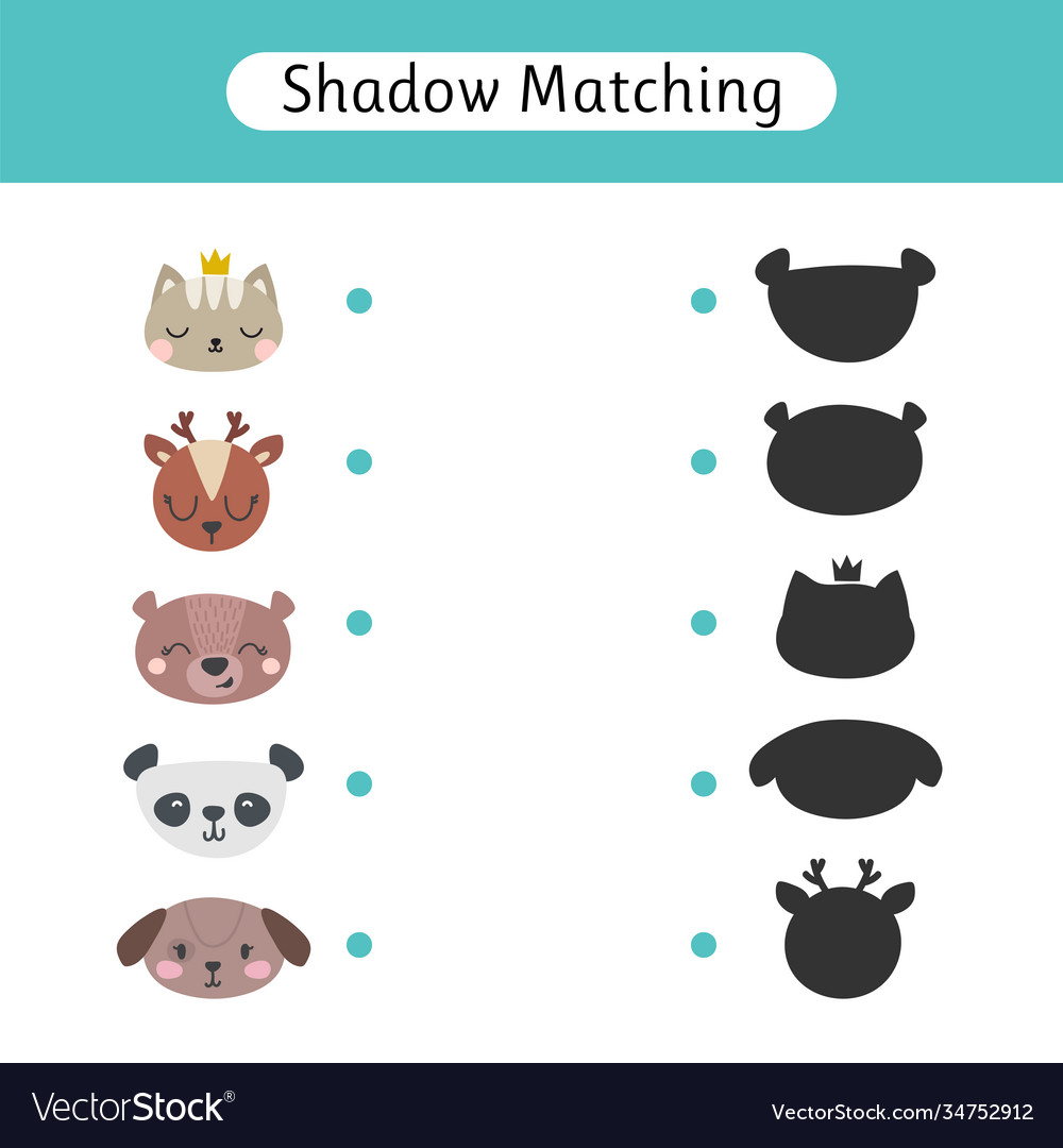 Find correct shadow shadow matching game Vector Image