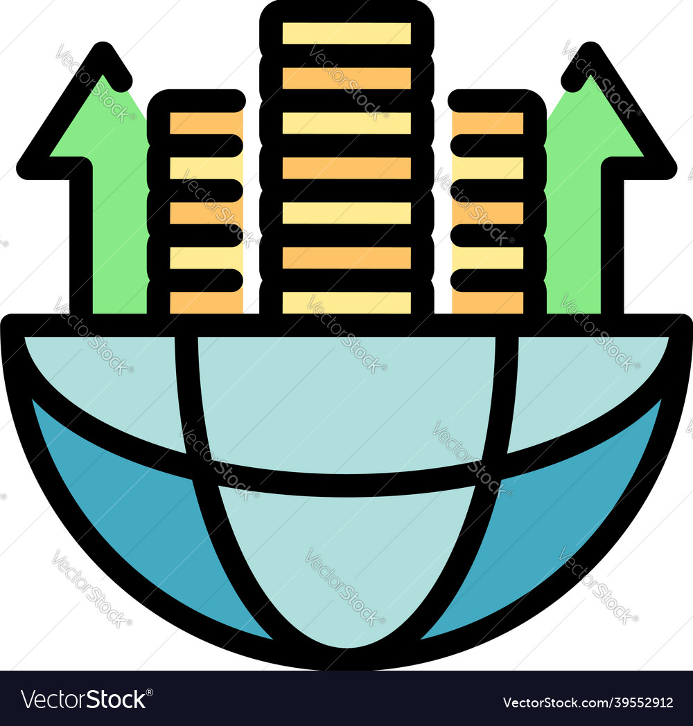 Global credit union icon color outline Royalty Free Vector