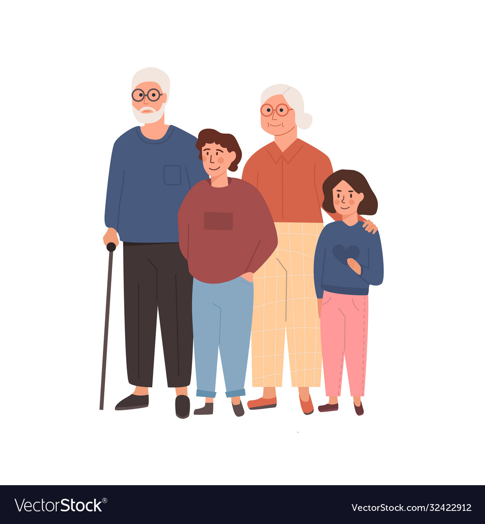 Grandfather grandmother standing Royalty Free Vector Image