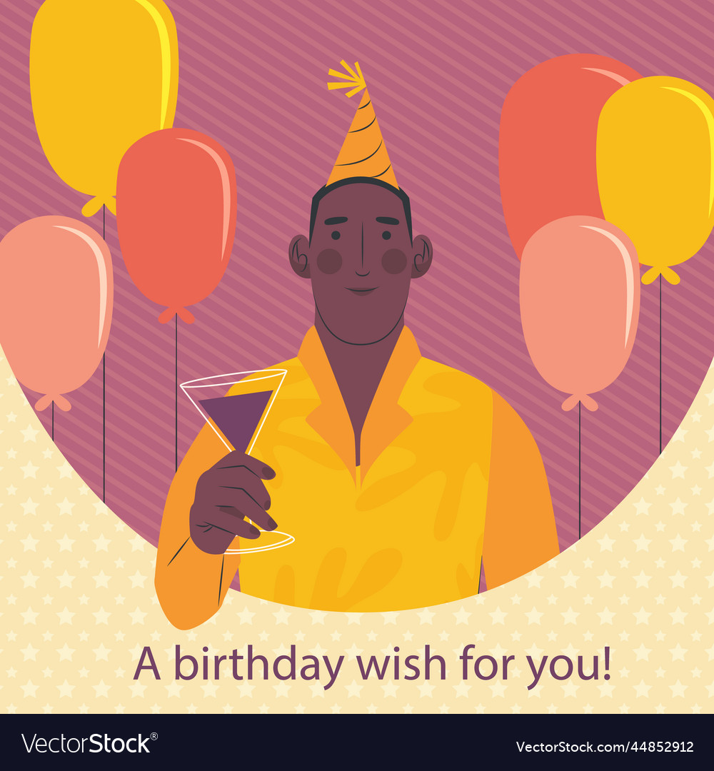 Hand drawn birthday man Royalty Free Vector Image