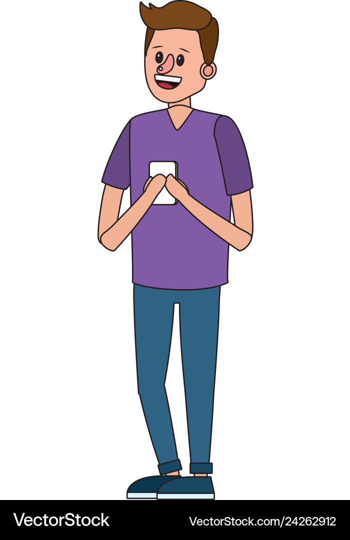 Man using technology device Royalty Free Vector Image