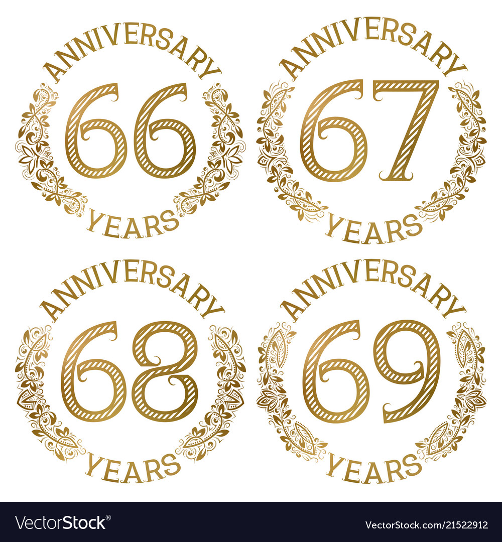 Set golden anniversary emblems Royalty Free Vector Image