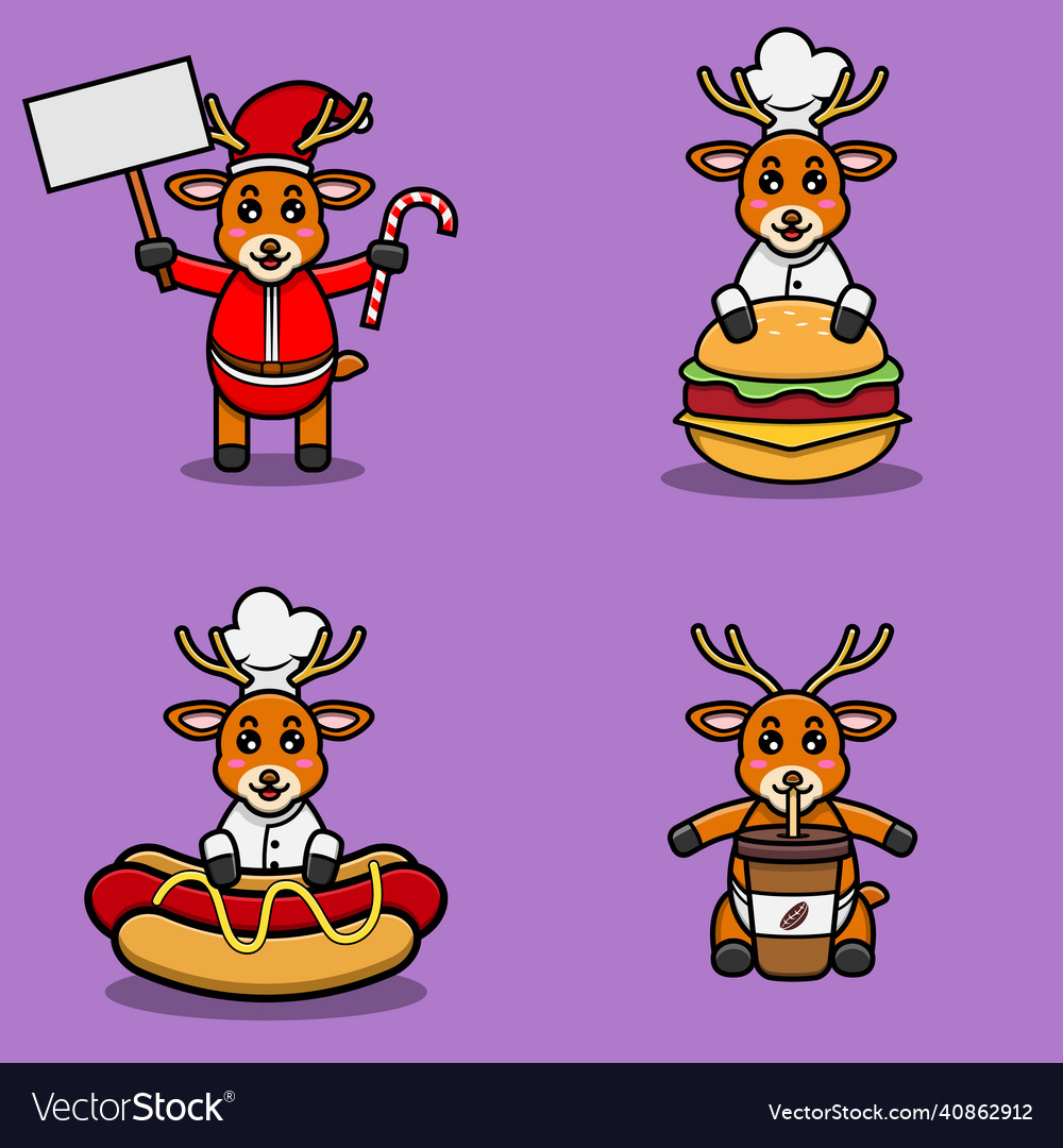 Set Of Cute Baby Deer Character With Various Vector Image set-of-cute-baby-deer-character-with-various-vector-image