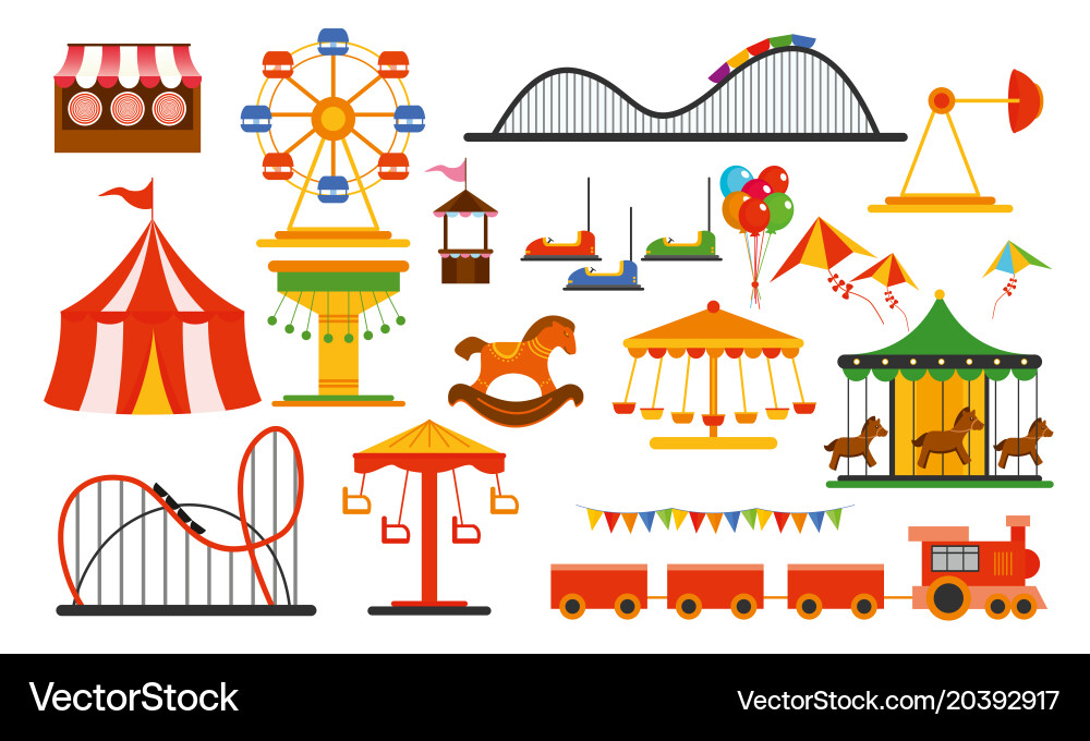 Amusement park elements on Royalty Free Vector Image