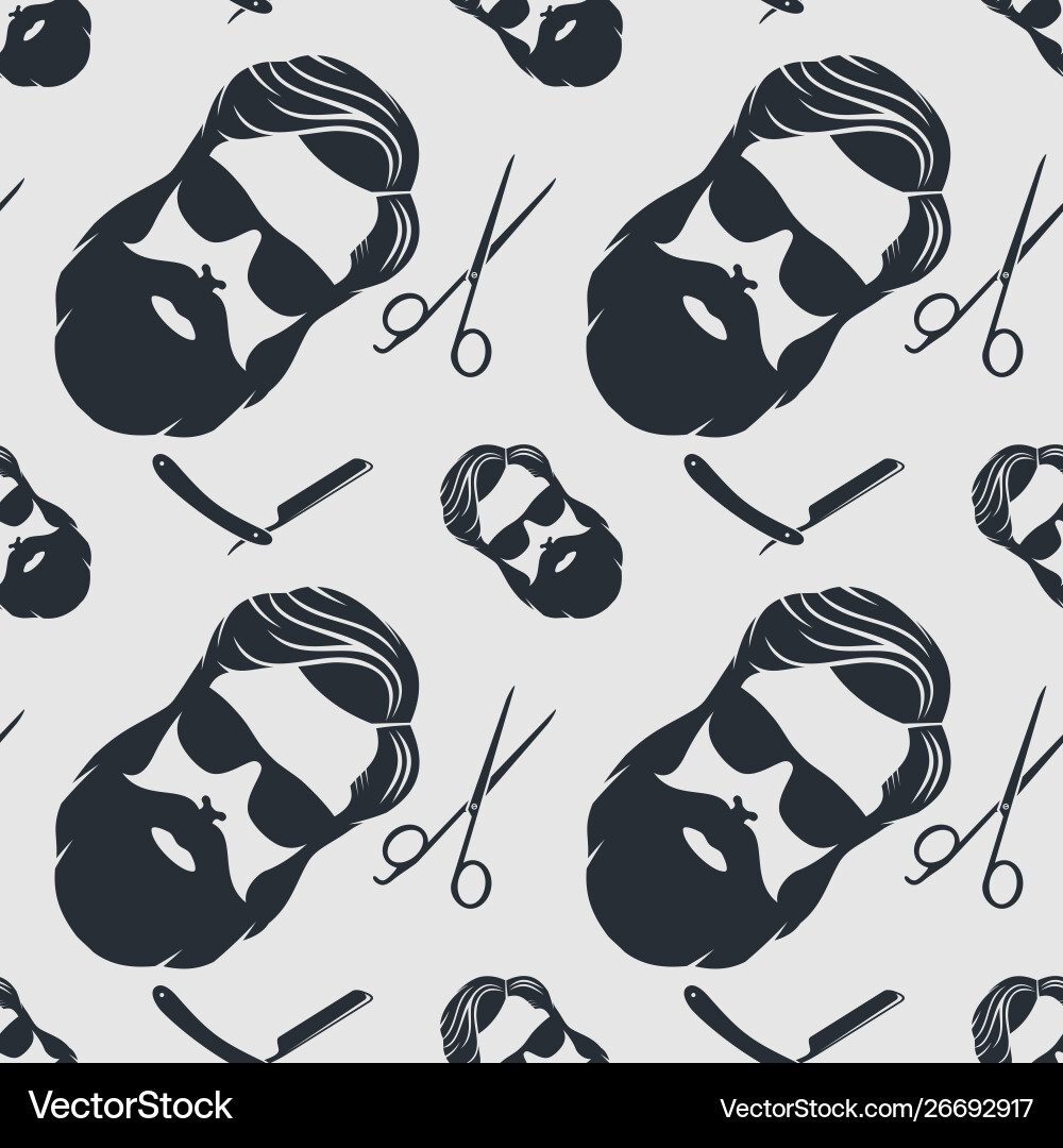 Barbershop seamless pattern with hipster face Vector Image