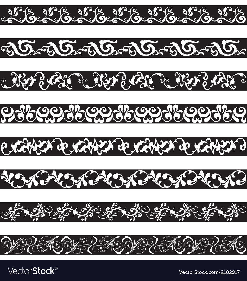 Black white ornament border designs Royalty Free Vector