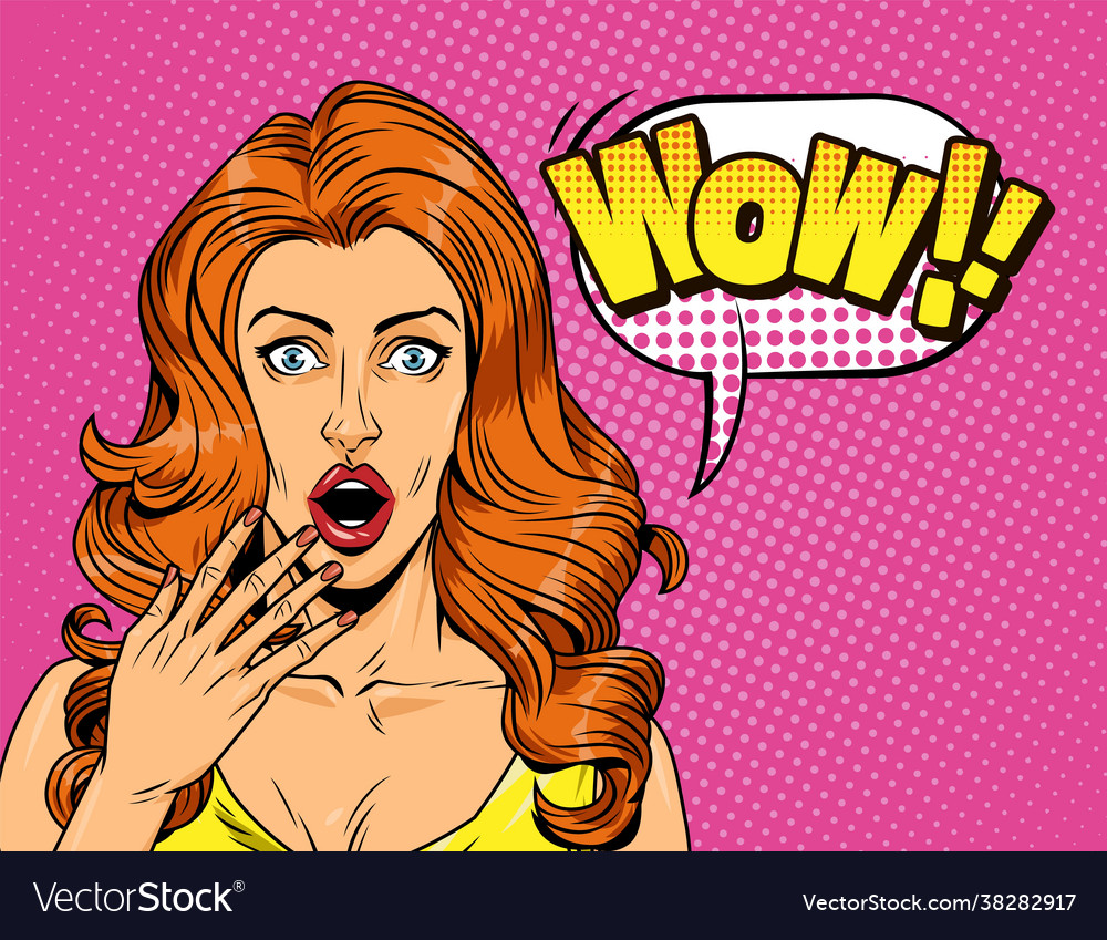 Comic surprised pretty girl concept Royalty Free Vector