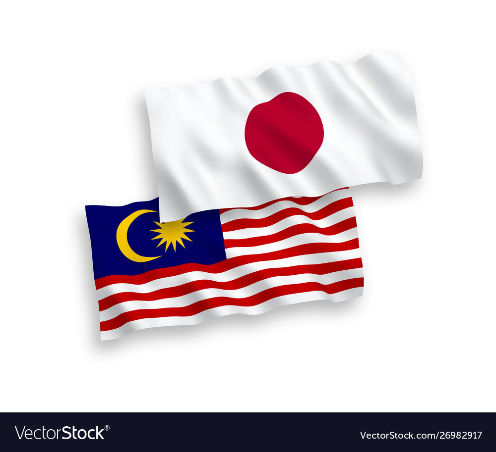 Flags japan and malaysia on a white background Vector Image