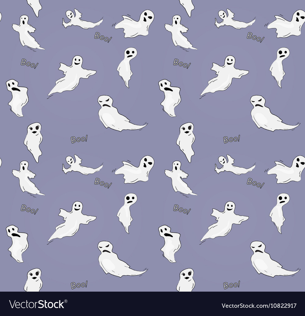 Halloween funny ghost seamless pattern