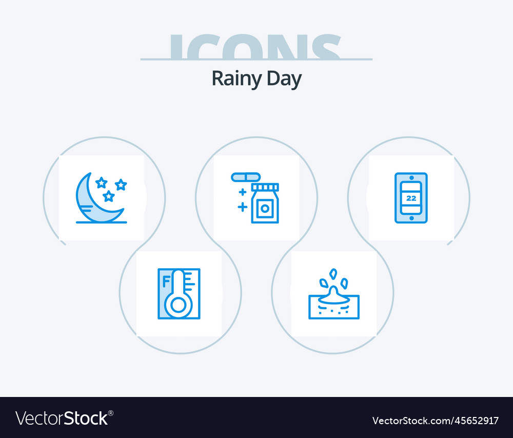 Rainy blue icon pack 5 icon design temperature Vector Image