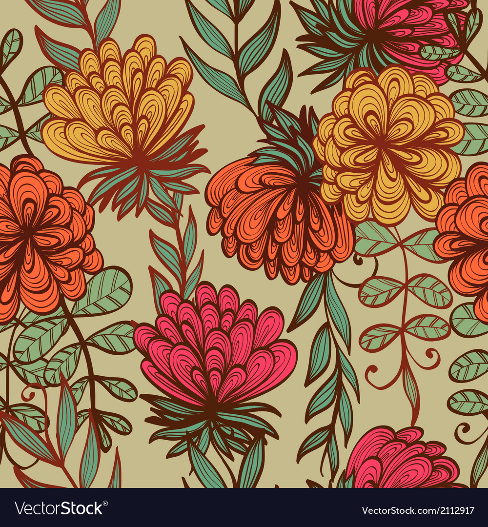 Vintage Seamless Floral Pattern. Vector Illustration. Stock Vector