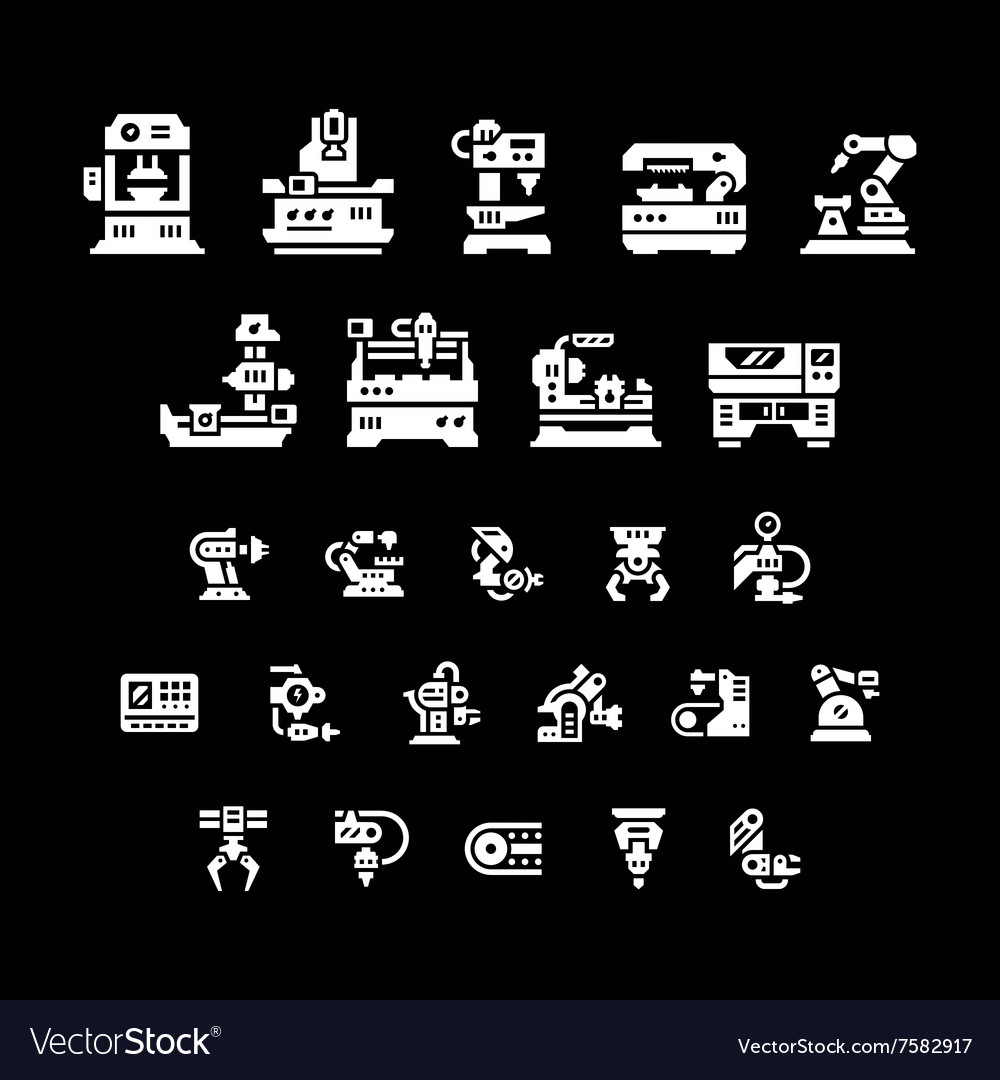 Set icons of machine tool robotic industry