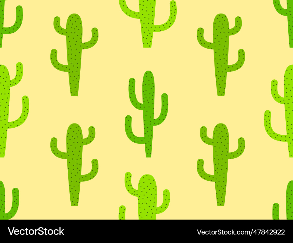Cactus seamless pattern desert carnegiea Vector Image