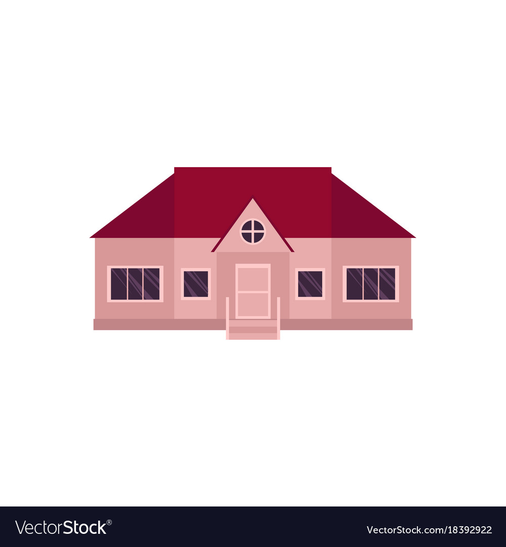 Cartoon style icon of one-storey house home