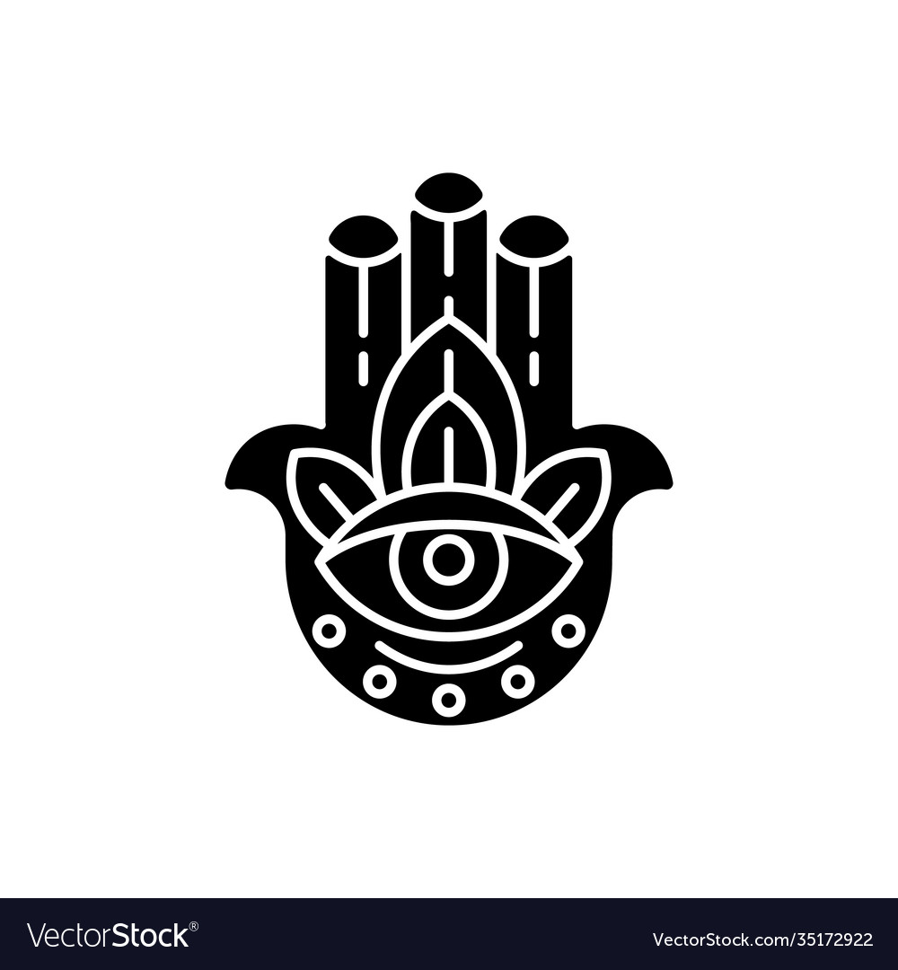 Hamsa hand black glyph icon Royalty Free Vector Image