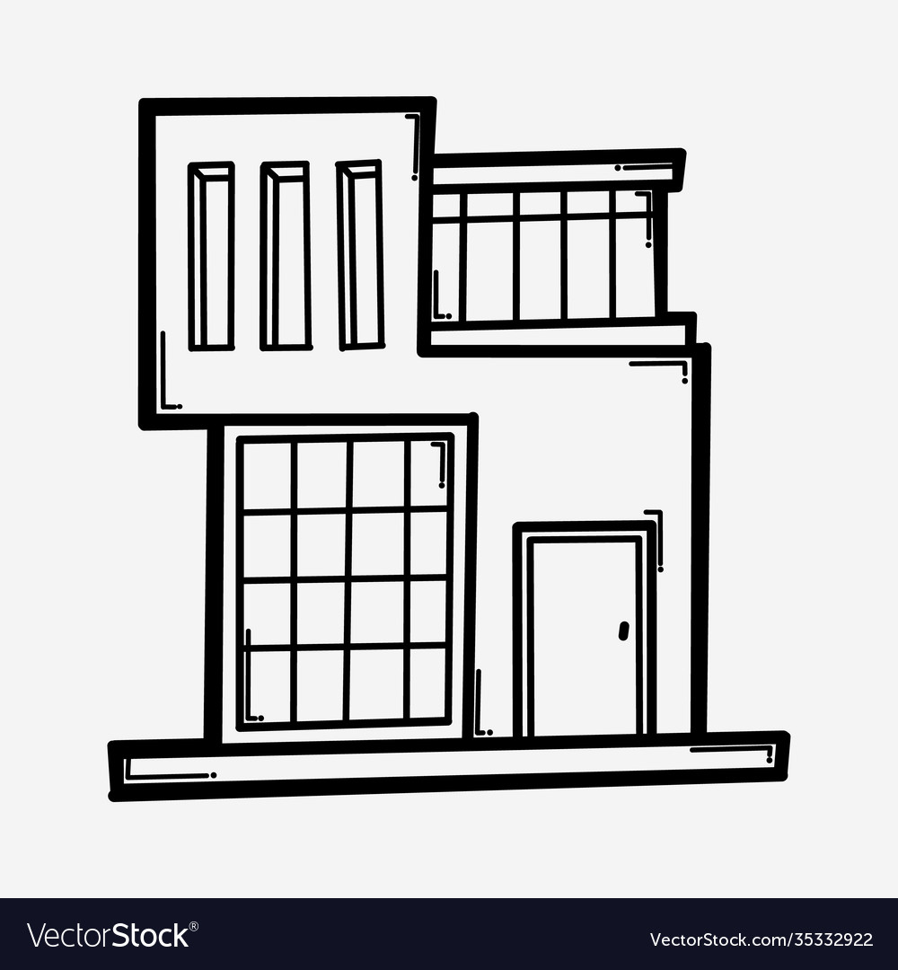 House building doodle icon drawing sketch hand Vector Image