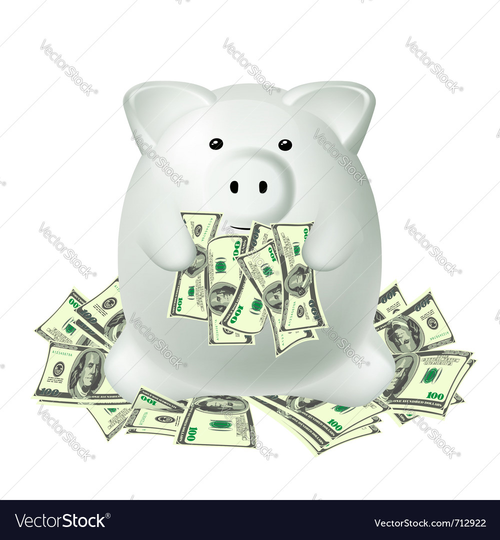 White Piggy Bank Royalty Free Vector Image Vectorstock White Piggy Bank