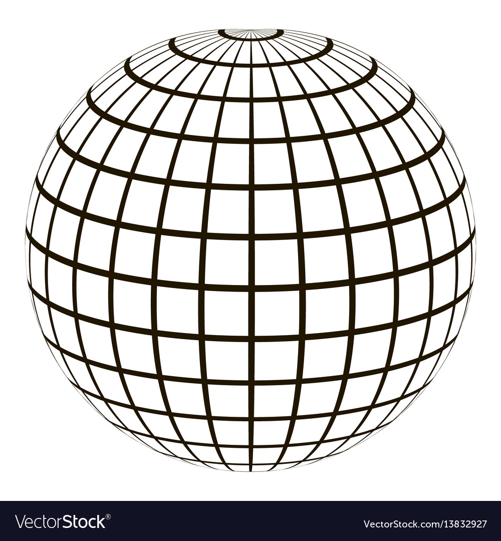 3d globe with a coordinate grid meridian and Vector Image