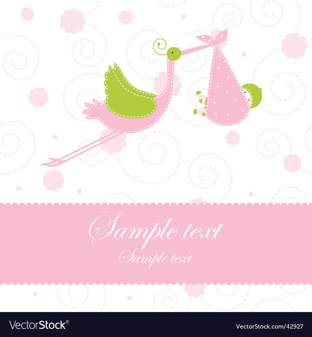 Baby girl arrival announcement card Royalty Free Vector