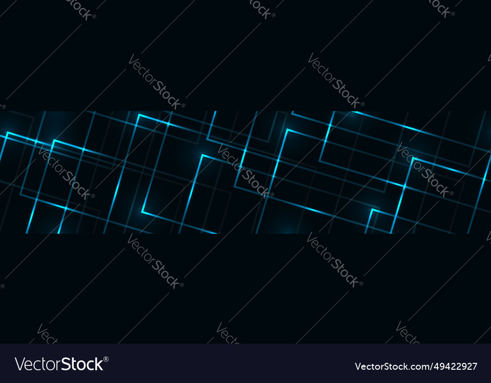 Black technology abstract wide banner with blue