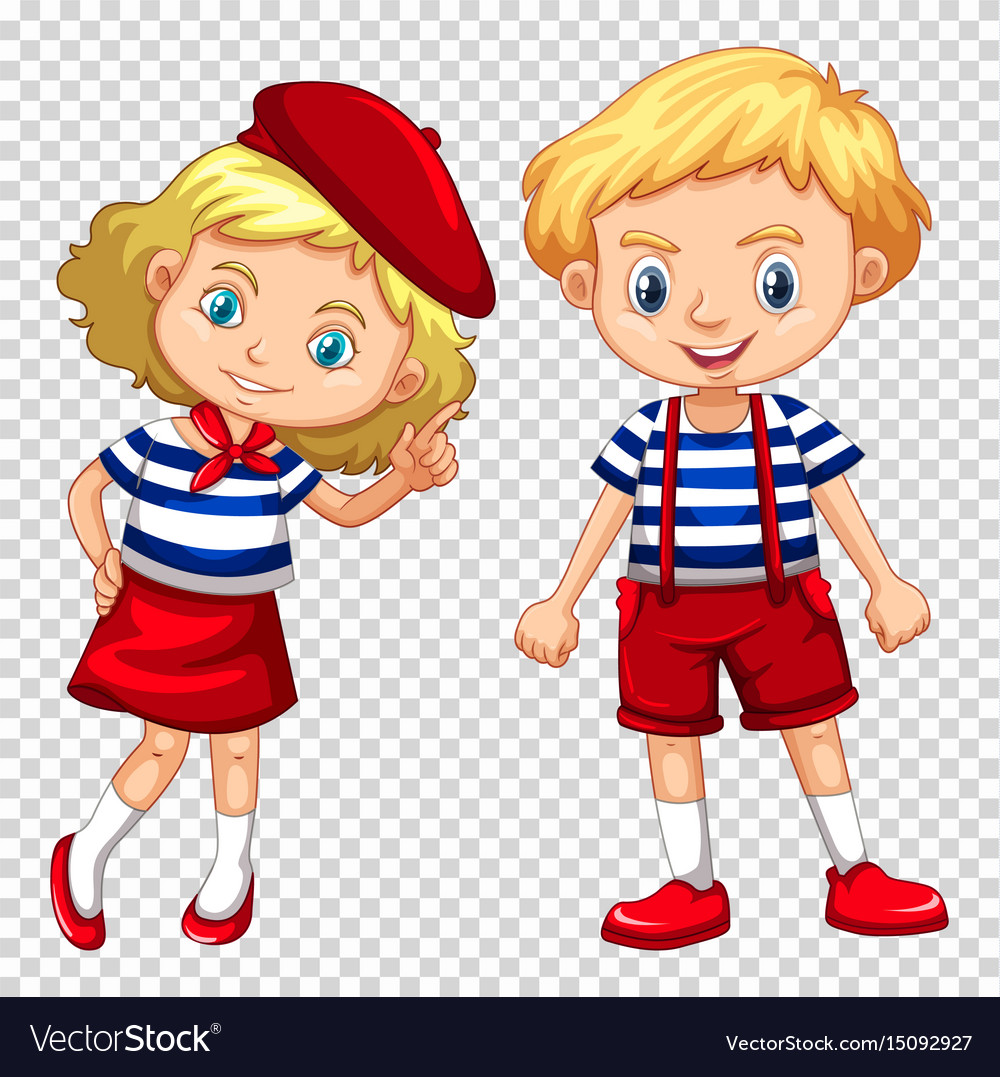 Boy and girl on transparent background Royalty Free Vector