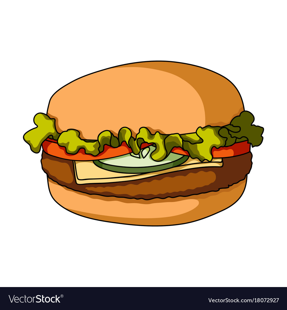 Cheeseburger single icon in cartoon style Vector Image Cheeseburger single icon in cartoon style Vector Image