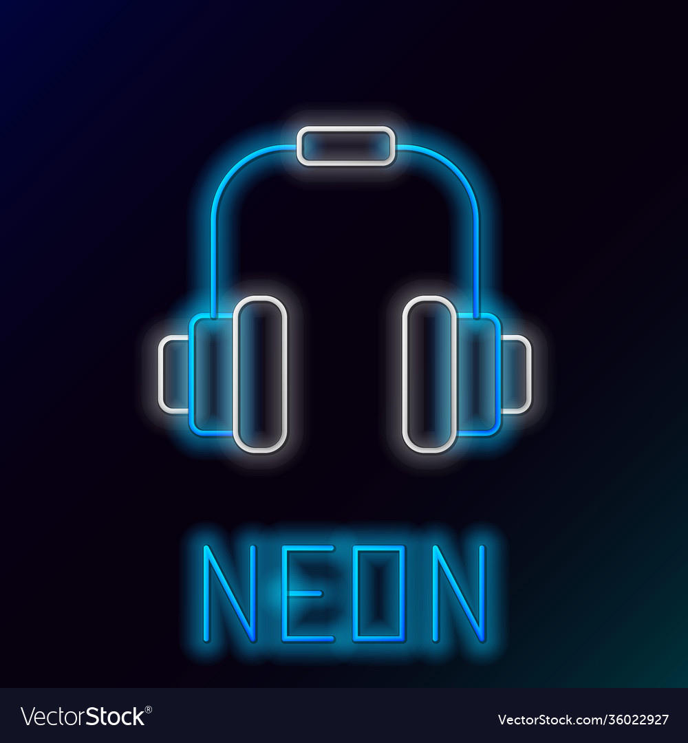 Glowing neon line headphones icon isolated Vector Image