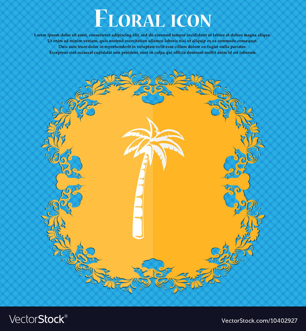 Palm icon floral flat design on a blue abstract