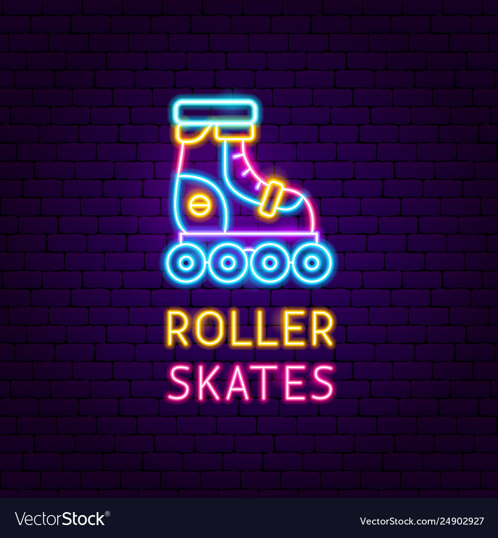 Roller skates neon label