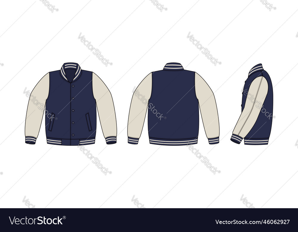 Varsity jacket baseball template Royalty Free Vector Image