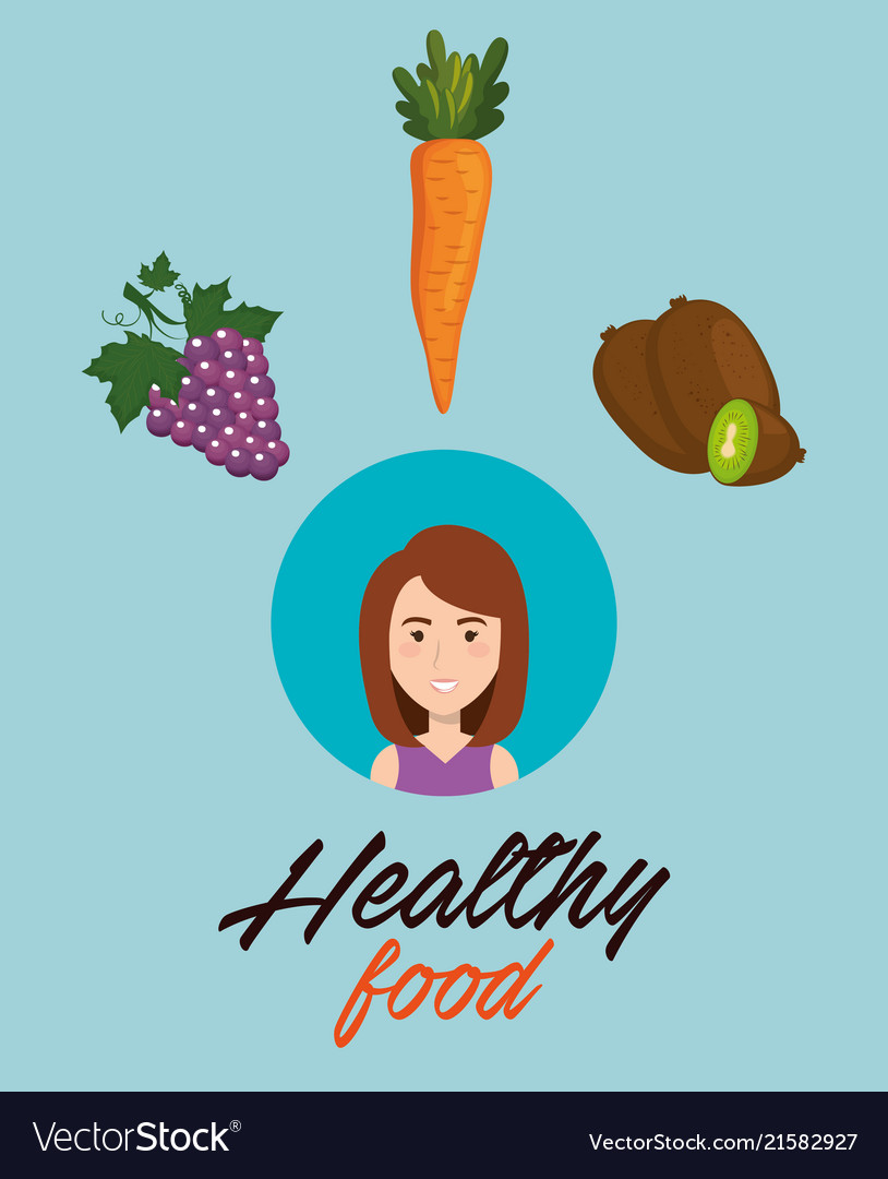 Young woman with fruits and vegetables Royalty Free Vector